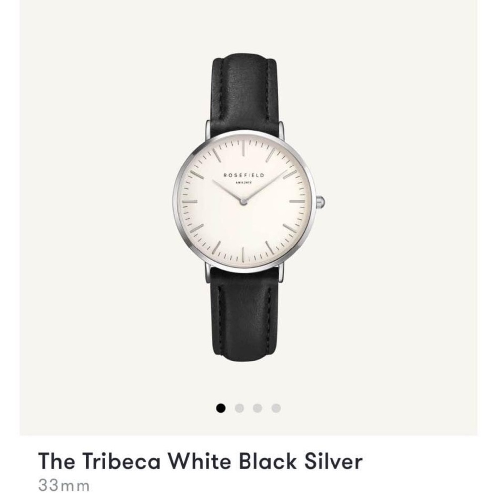 Rosefield Tribeca Watch in Black and Silver with extra strap